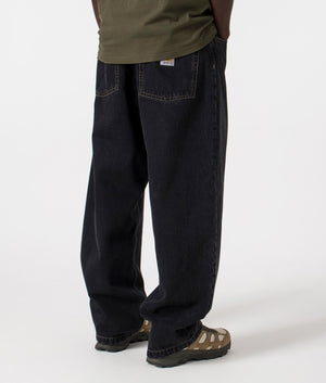 Carhartt WIP Relaxed Fit Brandon Jeans in Black Stone Washed, 100% Cotton Back Shot at EQVVS