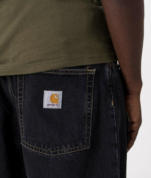 Carhartt WIP Relaxed Fit Brandon Jeans in Black Stone Washed, 100% Cotton Detail Shot at EQVVS