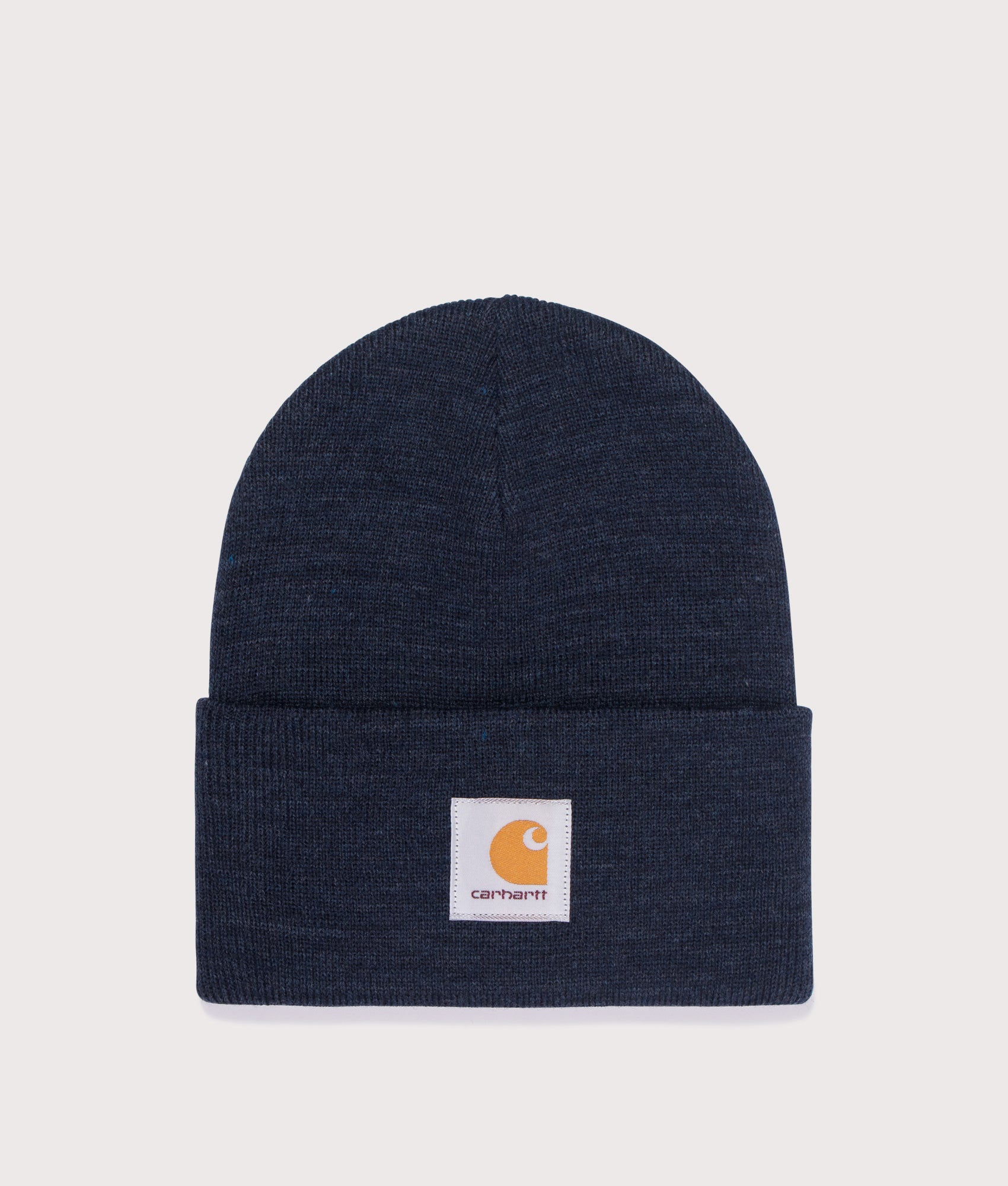 Carhartt WIP Acrylic Watch Hat in Dark Navy Heather at EQVVS Menswear. Front shot.