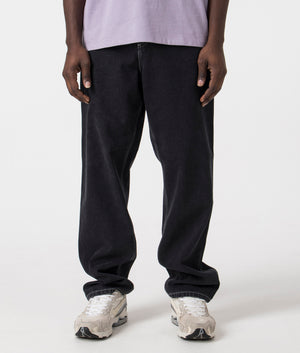 Relaxed Fit Simple Jeans in Black by Carhartt. EQVVS Front Angle Shot.