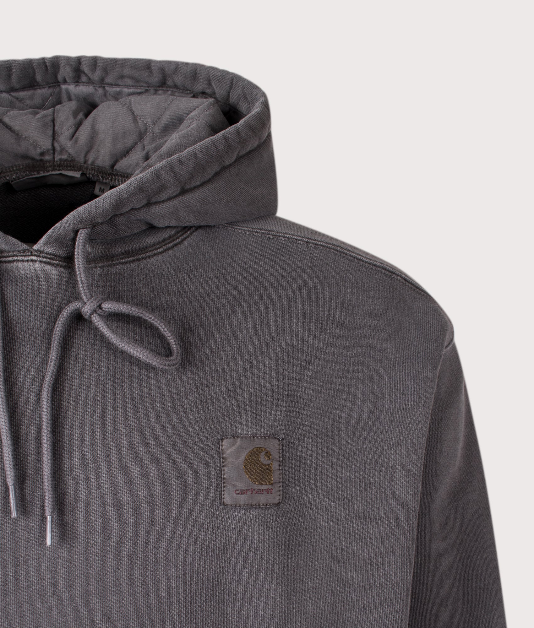 Carhartt WIP Oversized Nelson Hoodie  in Black at EQVVS Menswear. Detail shot.