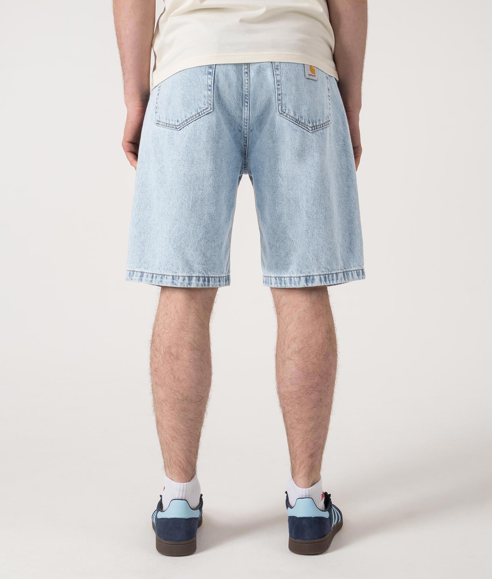 Relaxed Fit Landon Denim Shorts in Blue by Carhartt WIP. Shot by EQVVS. Back shot.