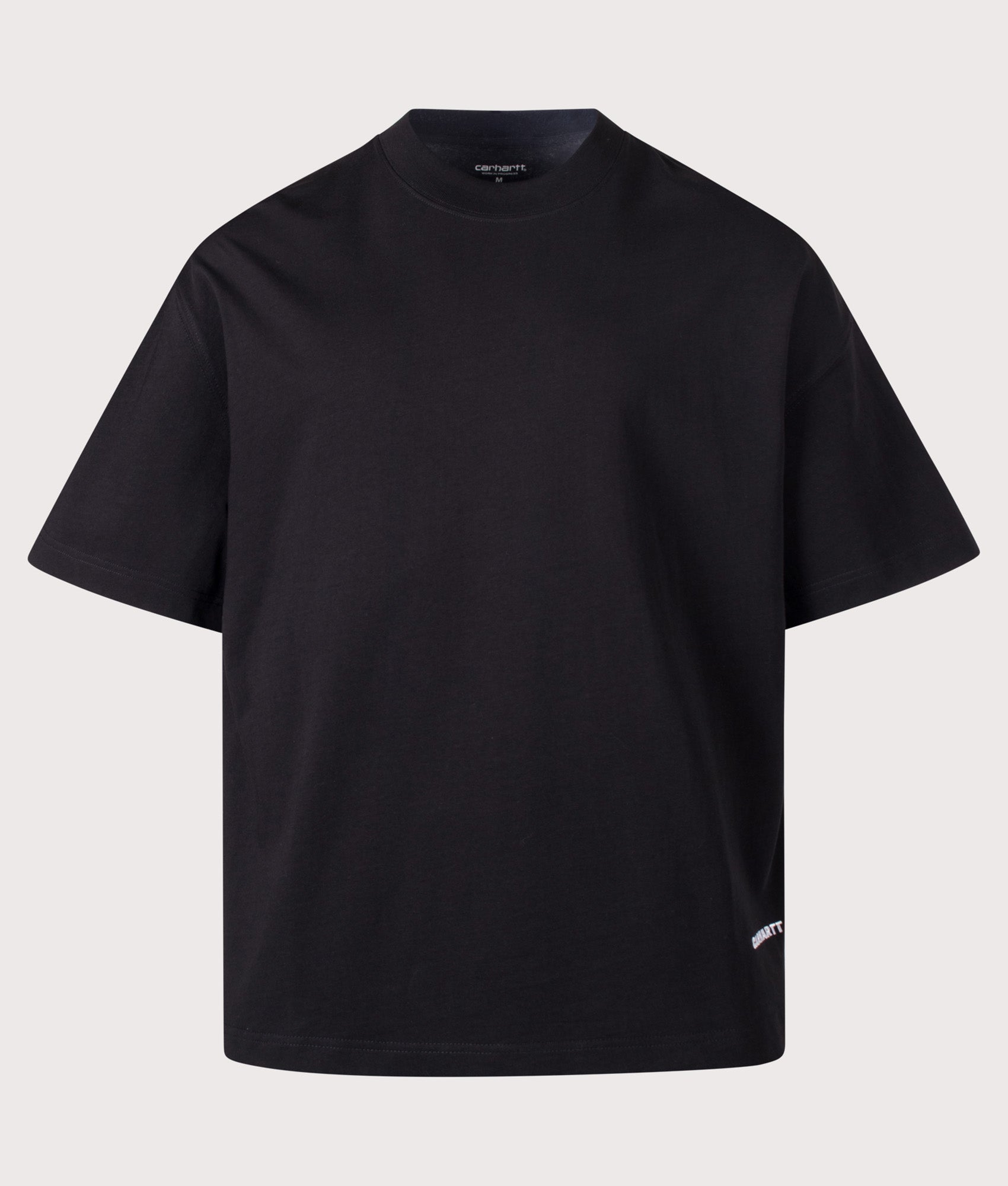 Carhartt WIP Relaxed Fit Link Script T-Shirt in Black and White at EQVVS Menswear. Front shot.