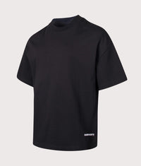 Boxy Loose Fit Link Script T-Shirt: 0D2XX Black/White 