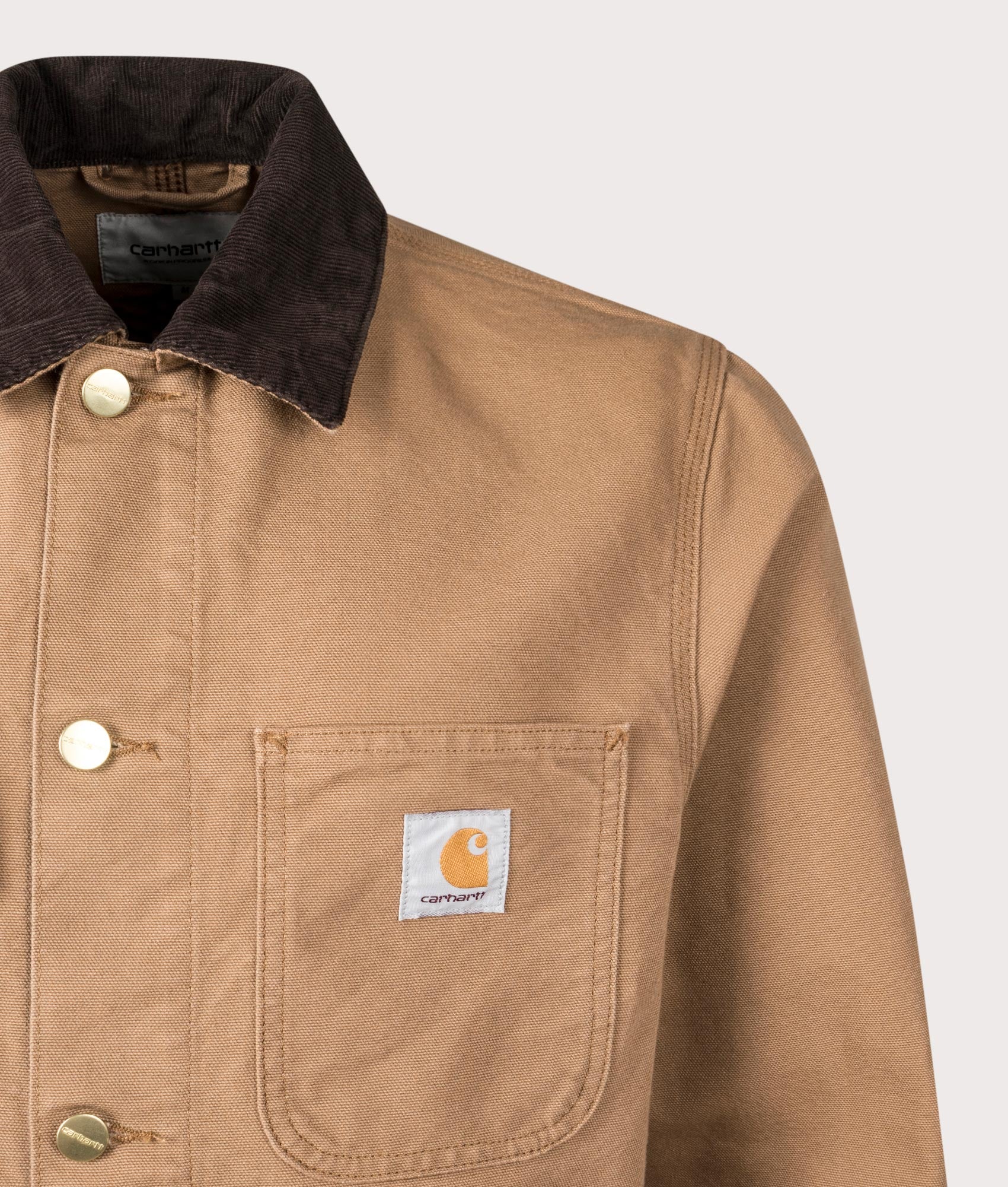 Carhartt WIP Michigan Coat in Hamilton Brown/Tobacco at EQVVS Menswear Detail Shot