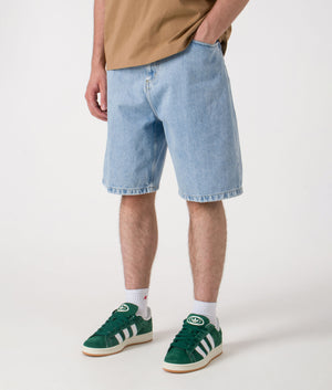 Relaxed Fit Brandon Shorts. Shot by EQVVS. Angled side model shot.