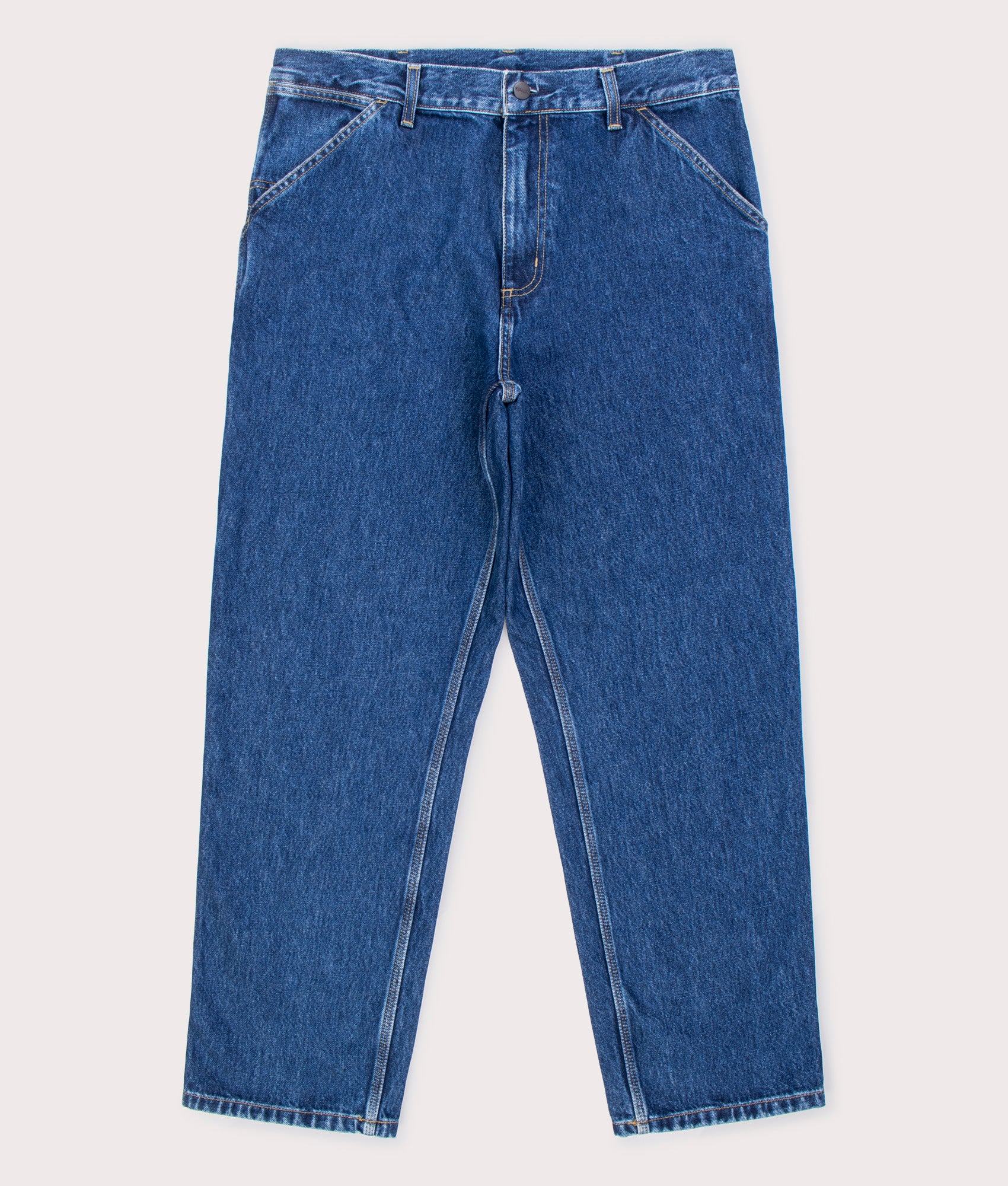 Relaxed-Fit-Single-Knee-Pants-0106 -Blue-Carhartt-WIP-EQVVS-Front-Image Flat Lay Front Image