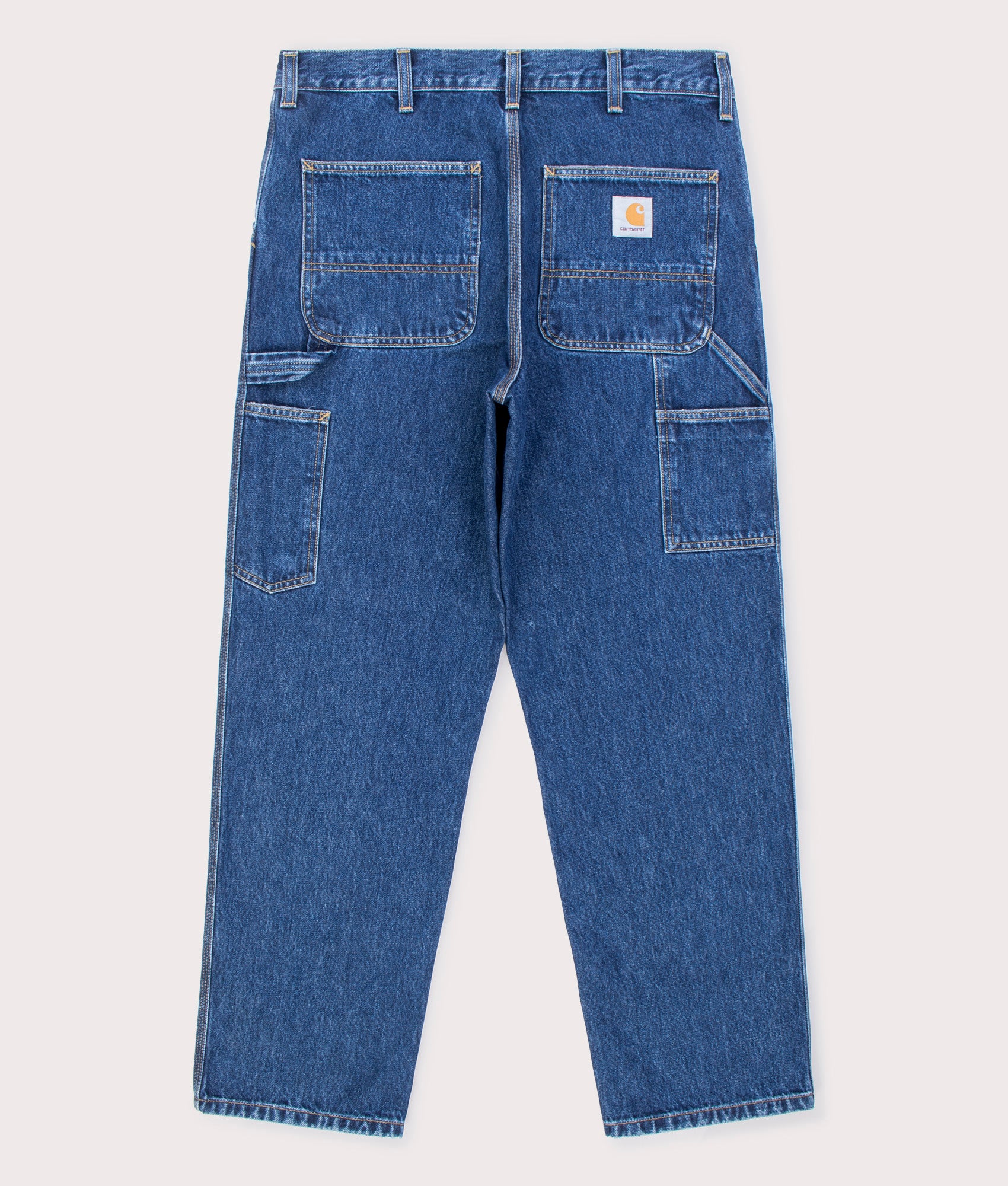 Relaxed-Fit-Single-Knee-Pants-0106 -Blue-Carhartt-WIP-EQVVS-Front-Image Flat Lay Back Shot 
