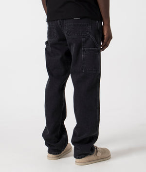 Relaxed Fit Single Knee Pants in Black Stonewashed by Carhartt Wip. EQVVS Back Angle Shot.