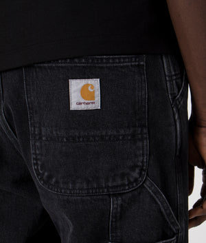 Relaxed Fit Single Knee Pants in Black Stonewashed by Carhartt Wip. EQVVS Detail Shot.