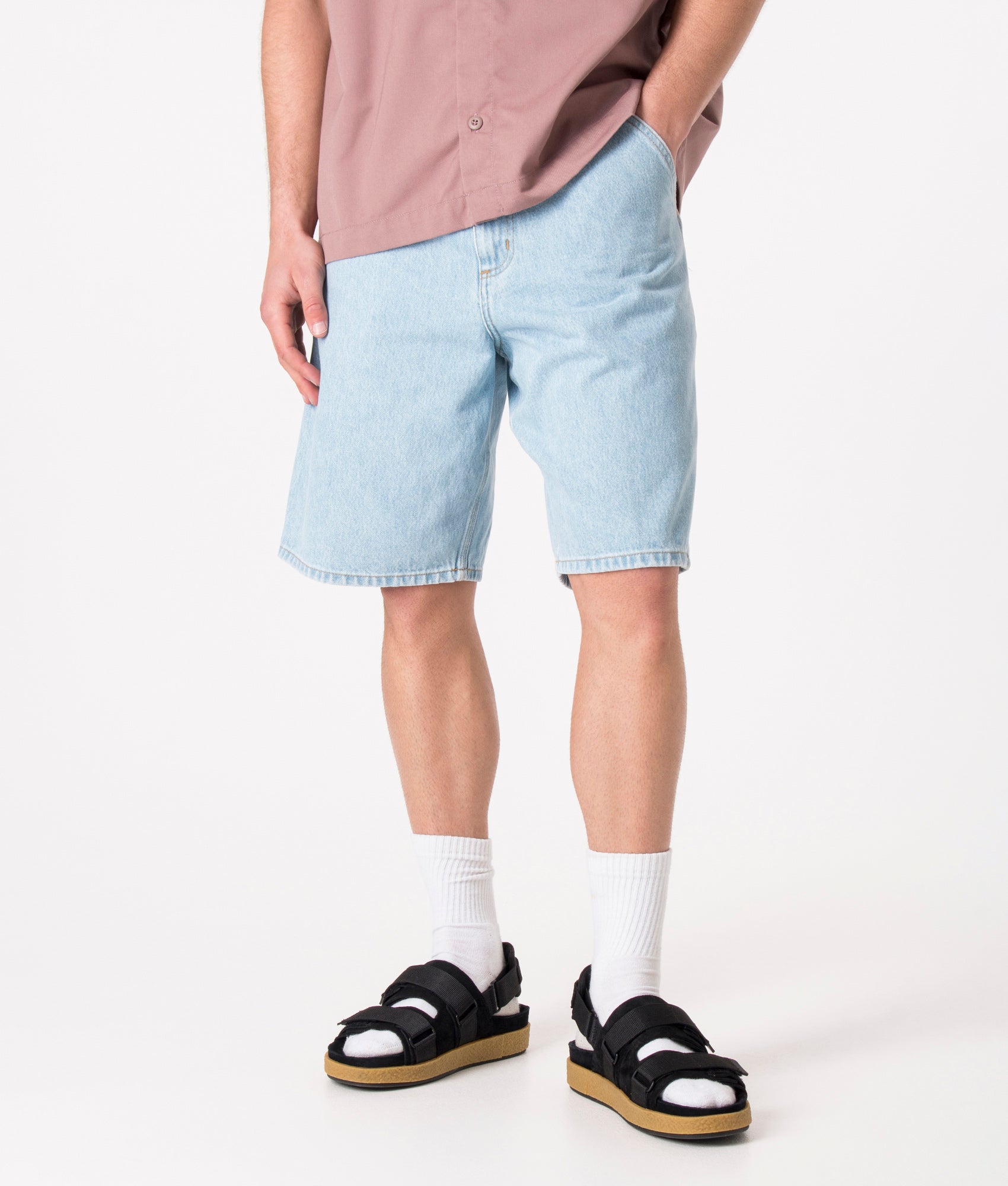 Relaxed-Fit-Single-Knee-Shorts-Blue-Carhartt-WIP-EQVVS