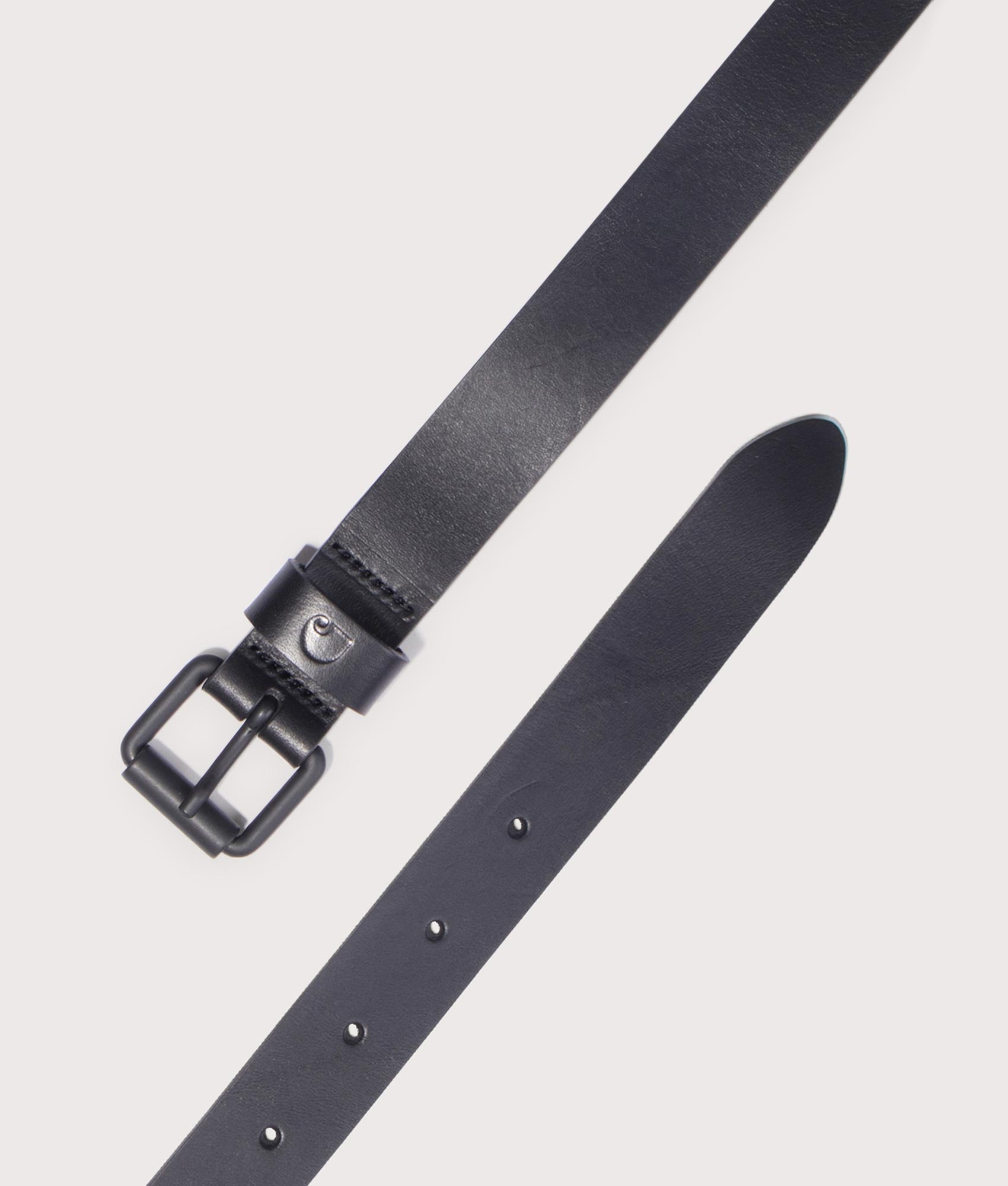 Carhartt WIP Ryan Belt in Black at EQVVS Menswear. Open shot.