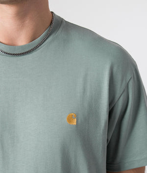 Relaxed-Fit-Chase-T-Shirt-Glassy-Teal/Gold-Carhartt-WIP-EQVVS