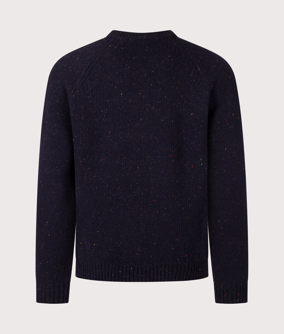 Carhartt WIP Regular Fit Anglistic Jumper in Speckled Dark Navy at EQVVS Menswear. Back shot.