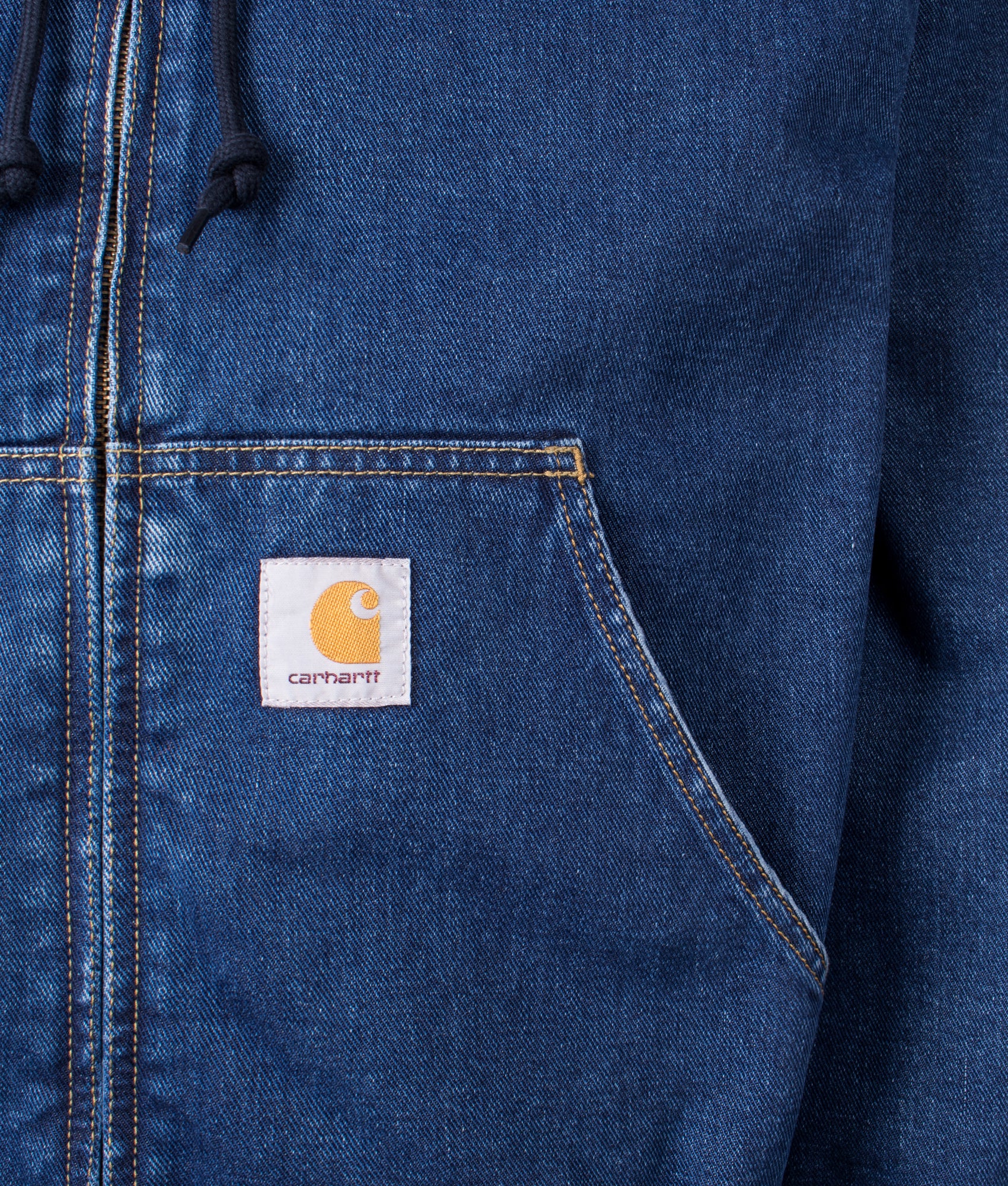 Relaxed Fit OG Active Jacket in Blue | 100% Cotton | Carhartt WIP | Shot at EQVVS | Front detail shot 