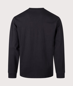 Relaxed Fit Script Embroidery Long Sleeve T-Shirt in Black/White | 100% Cotton | Carhartt WIP | EQVVS | Back shot 