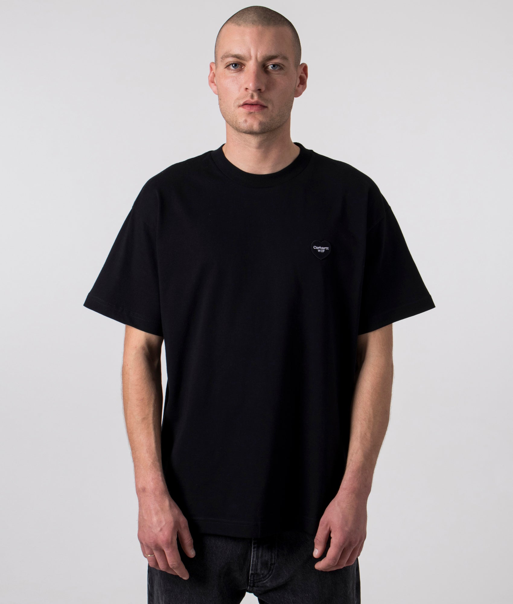 Relaxed-Fit-Heart-Patch-T-Shirt-Black-Carhartt-WIP-EQVVS-Front-Image