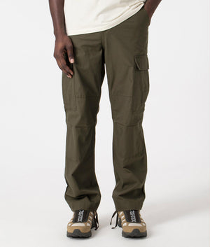 Regular Fit Cargo Pants in Cyprus Rinsed by Carhartt. EQVVS Front Angle Shot.