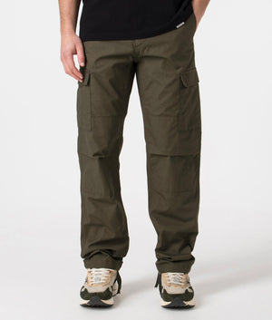 Carhartt WIP Regular Fit Aviation Pants in Cypress Green Front Shot at EQVVS Menswear