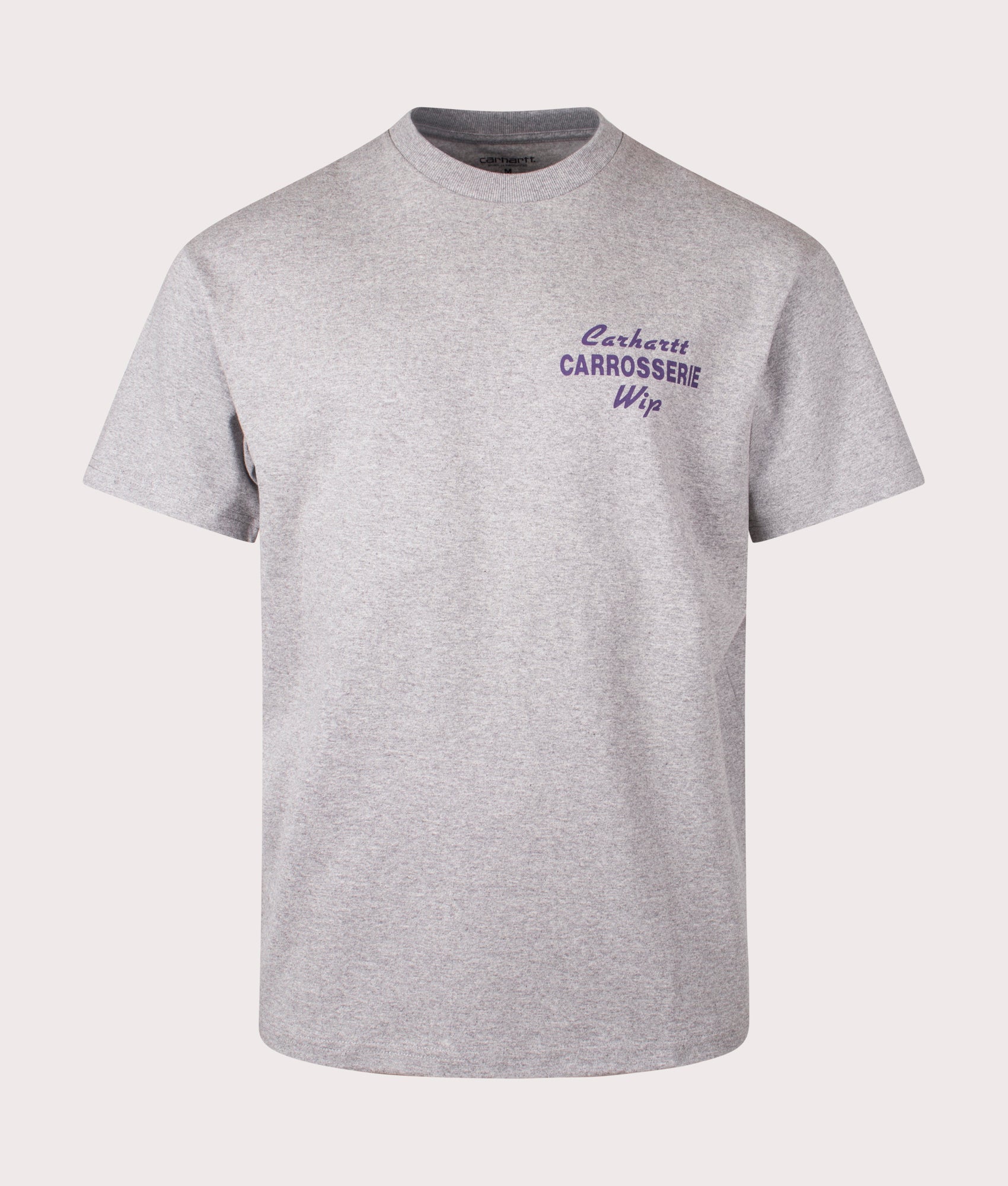 Carhartt WIP Relaxed Fit Mechanics T-Shirt in Grey Heather. Front angle shot at EQVVS.