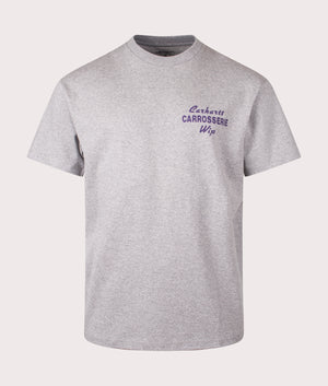 Carhartt WIP Relaxed Fit Mechanics T-Shirt in Grey Heather. Front angle shot at EQVVS.