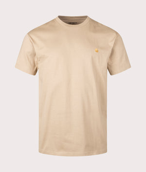Carhartt WIP Relaxed Fit Chase T-Shirt in Sable/Gold Front Shot at EQVVS