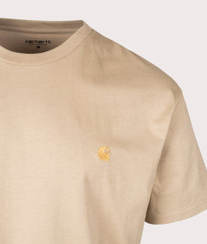 Carhartt WIP Relaxed Fit Chase T-Shirt in Sable/Gold Detail Shot at EQVVS