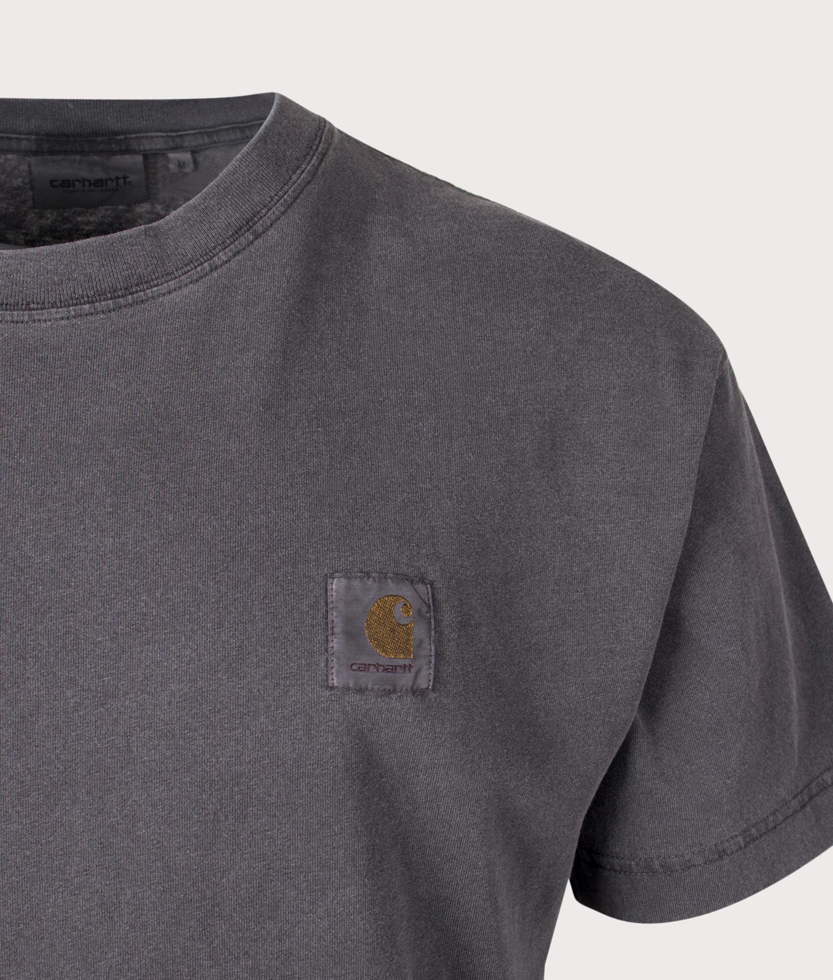 Relaxed Fit Nelson T-Shirt in Charcoal by Carhartt WIP. EQVVS Detail Shot.