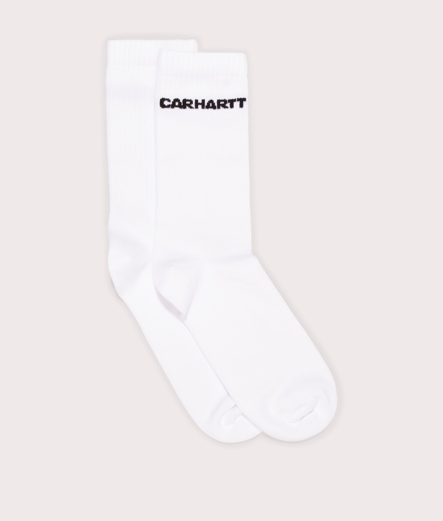 Carhartt WIP Link Socks in 00AXX White/Black front shot at EQVVS