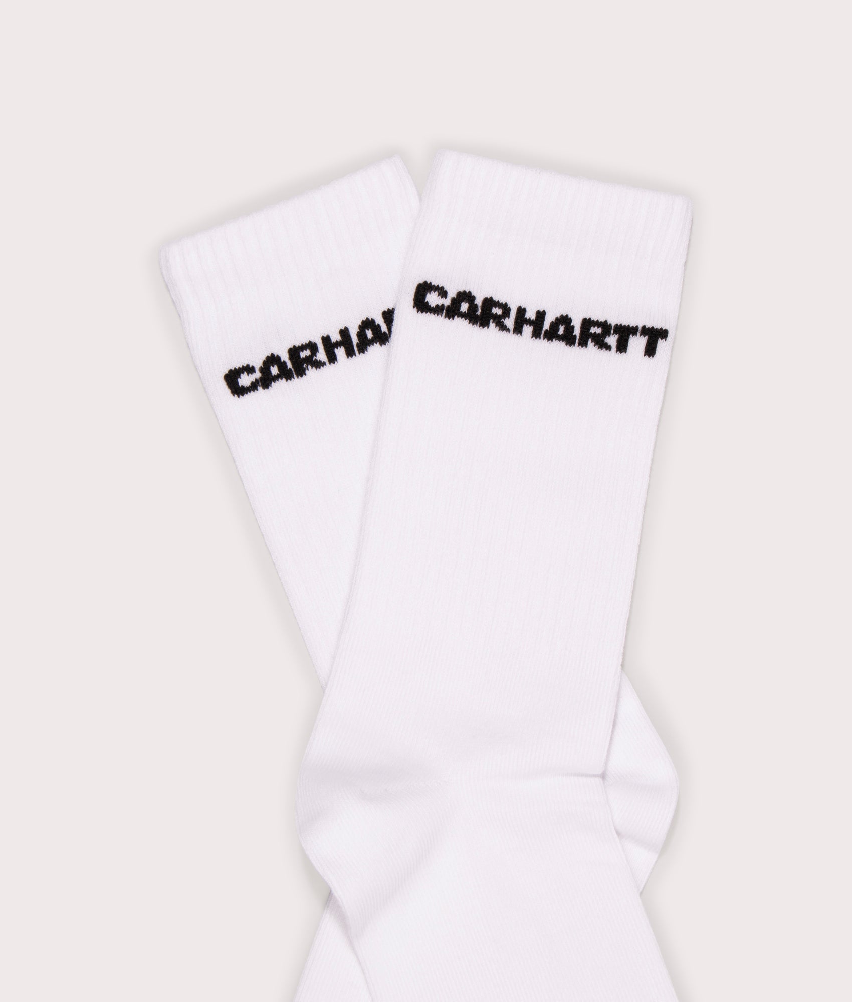 Carhartt WIP Link Socks in 00AXX White/Black detail shot at EQVVS