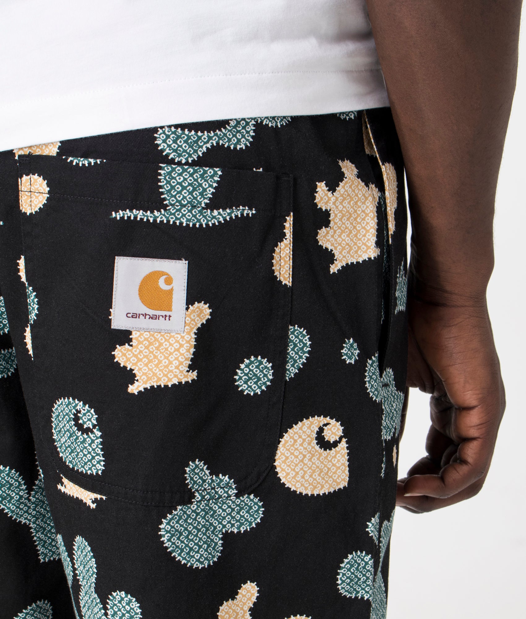 Opus Shorts in Black by Carhartt. EQVVS Model Shot.