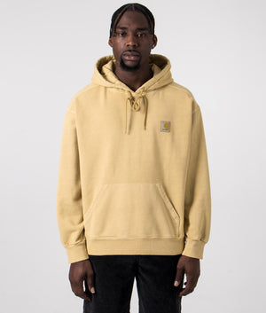 Carhartt WIP Oversized Nelson Hoodie in Bourbon Yellow, 100% Cotton. Front Model Shot at EQVVS