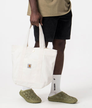 Carhartt WIP Canvas Tote in Wax White, 100% Cotton. Side Shot at EQVVS 