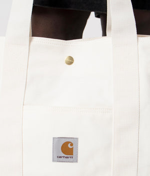 Carhartt WIP Canvas Tote in Wax White, 100% Cotton. Detail Shot at EQVVS 