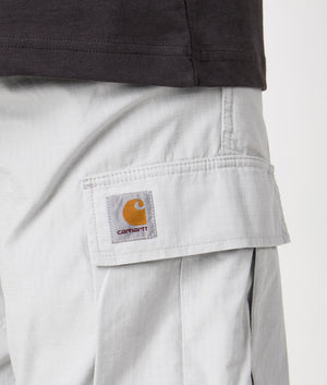 Carhartt WIP Regular Cargo Shorts in Sonic Silver, 100% Cotton Detail shot at EQVVS