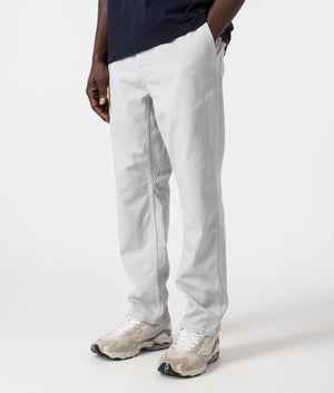 Carhartt WIP Flint Pants in Sonic Silver, 100% Cotton Model Angle Shot at EQVVS
