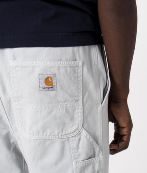 Carhartt WIP Flint Pants in Sonic Silver, 100% Cotton Model Detail Shot at EQVVS