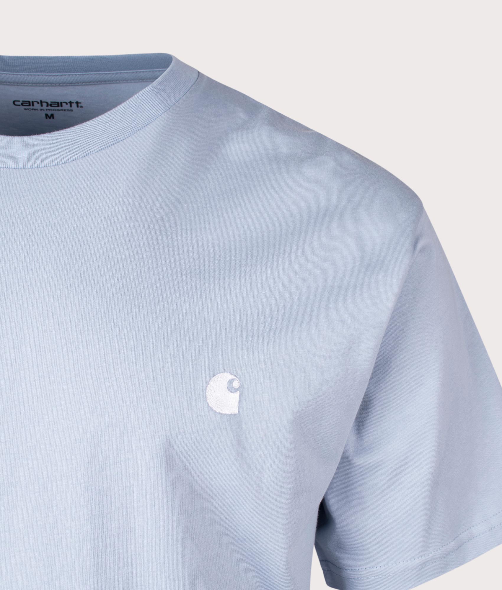 Madison T-Shirt in Frosted Blue by Carhartt WIP. EQVVS Detail Shot.