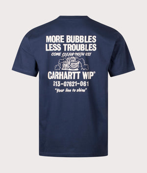 Less Troubles T-Shirt in Blue Wax by Carhartt WIP. EQVVS Back Angle Shot.