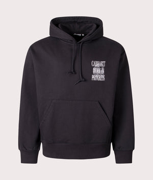 Carhartt WIP Relaxed Fit Always a WIP Hoodie in Black, 100% Cotton, with White Back Print Front Shot at EQVVS