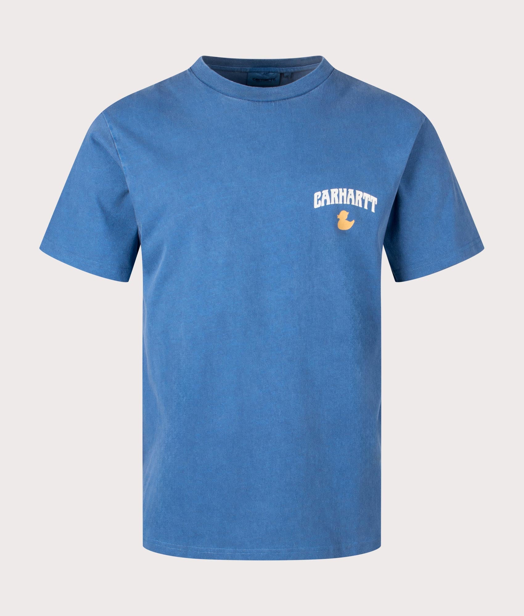 Carhartt WIP Relaxed Fit Duckin' T-Shirt in Acapulco with back print. Front angle shot at EQVVS.