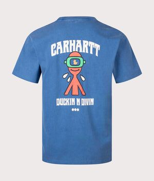 Carhartt WIP Relaxed Fit Duckin' T-Shirt in Acapulco with back print. Back angle shot at EQVVS.