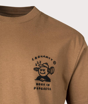 Relaxed Fit Icons T-Shirt in Hamilton Brown Black by Carhartt. EQVVS Detail Shot.