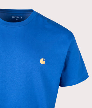 Carhartt WIP Relaxed Fit Chase T-Shirt in Acapulco and Gold Detail Shot at EQVVS