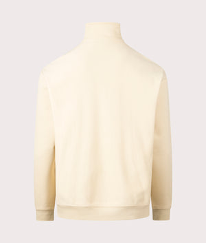 Carhartt WIP Relaxed Fit Quarter Zip American Script Sweatshirt in Rattan Yellow Back Shot at EQVVS