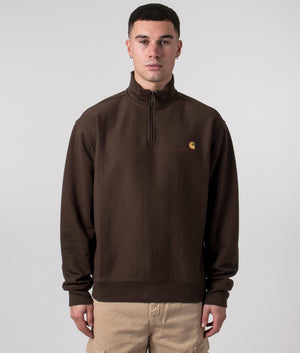 Relaxed Fit Quarter Zip American Script Sweatshirt | Carhartt WIP | EQVVS front model shot