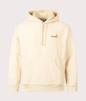 Carhartt WIP Relaxed Fit American Script Hoodie in Rattan Yellow Front Shot EQVVS