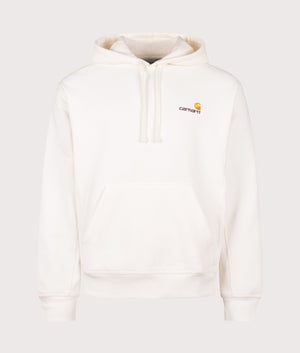 Relaxed Fit American Script Hoodie by Carhartt in Wax. Shot by EQVVS. Front shot.