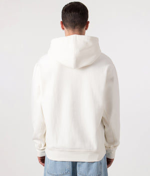 Relaxed Fit American Script Hoodie by Carhartt in Wax. Shot by EQVVS. Back model shot 