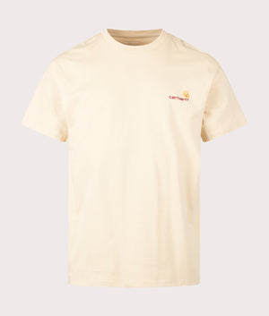 Carhartt WIP Relaxed Fit American Script T-Shirt in Rattan Yellow Front Shot EQVVS 